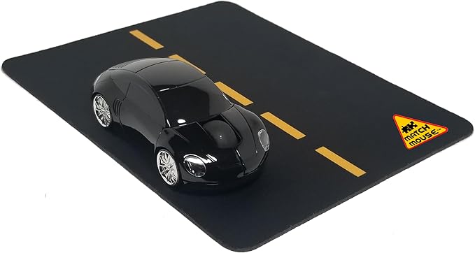 Wireless Car Mouse + Car Mousepad Combo – 2.4GHz Optical Wireless Mouse Cute Novelty Gift for All Ages Ergonomic Design USB Receiver Working Headlights (Pink)