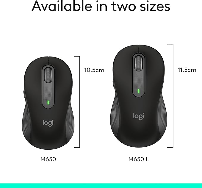 Logitech Signature M650 Wireless Mouse - for Small to Medium Sized Hands 2-Year Battery Silent Clicks Customizable Side Buttons Bluetooth Multi-Device Compatibility - Black (Renewed)