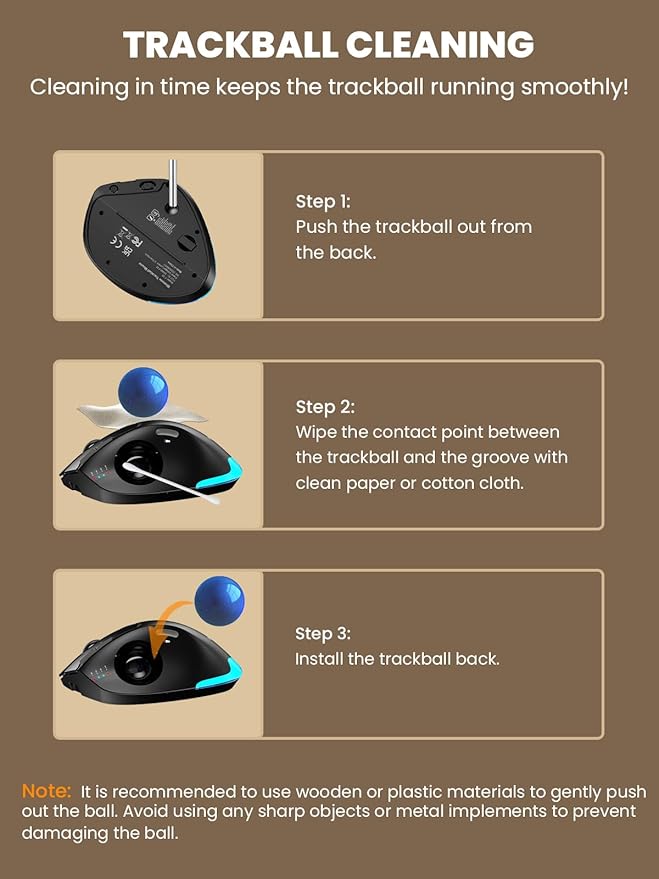 MAM1 Pro Wireless Trackball Mouse Ergonomic Bluetooth Rechargeable Computer Mouse Backlit Rollerball Thumb mice with 5 Level DPI Adjustable Angle 3 Devices Connection for PC Windows - Blue Ball
