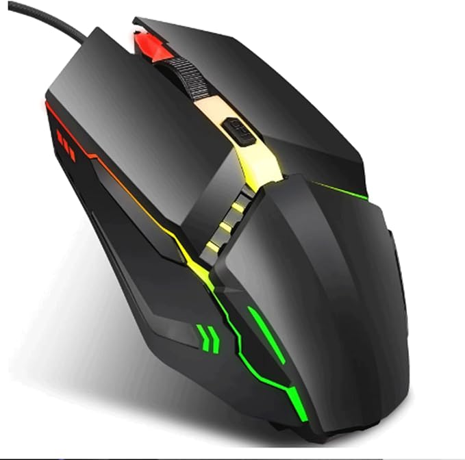 Computer Mouse Gaming Mouse 1600 DPI Wired Optical Mouse with 4 Buttons RGB Lighting Tilt Wheel Classic Black Wireless mice