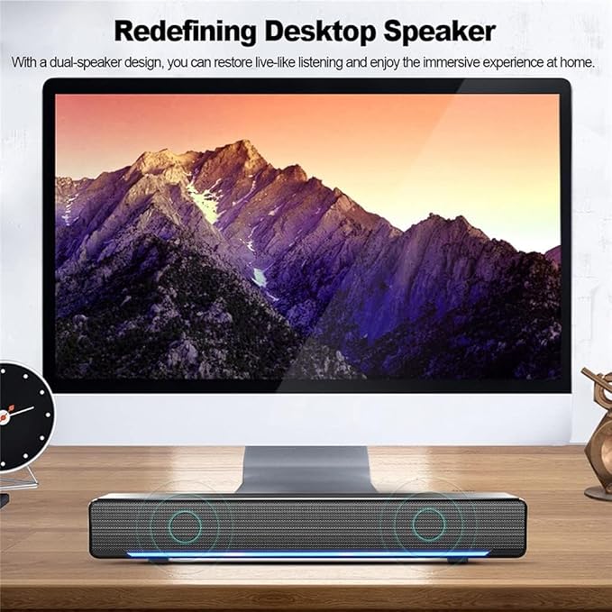 Computer Speakers for Desktop 3.5mm Audio + USB Wired Computer Speaker Stereo Subwoofer Powerful Music Player Bass Surround Sound Box for PC Laptop