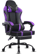 Gaming Chair Ergonomic Office Chair with Linkage Armrests High Back Computer Desk Chair with Retractable Footrest &amp Adjustable Headrest 350 lbs Capacity (Purple)