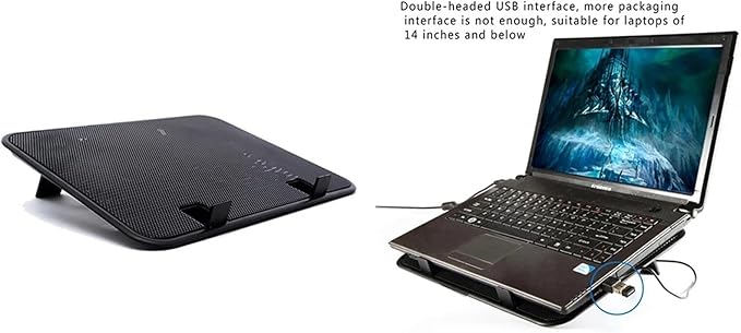 Compatible for 14 Notebook Cooling Pad 5V Dual Fan USB External Slim Stand Silent Metal Panel High Speed(White)