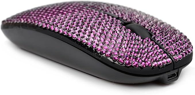Bling Dazzling Rhinestone 2.4GHz Rechargeable Wireless Mouse with USB ReceiverCompatible with NotebookPCLaptopComputerMacBook - Purple
