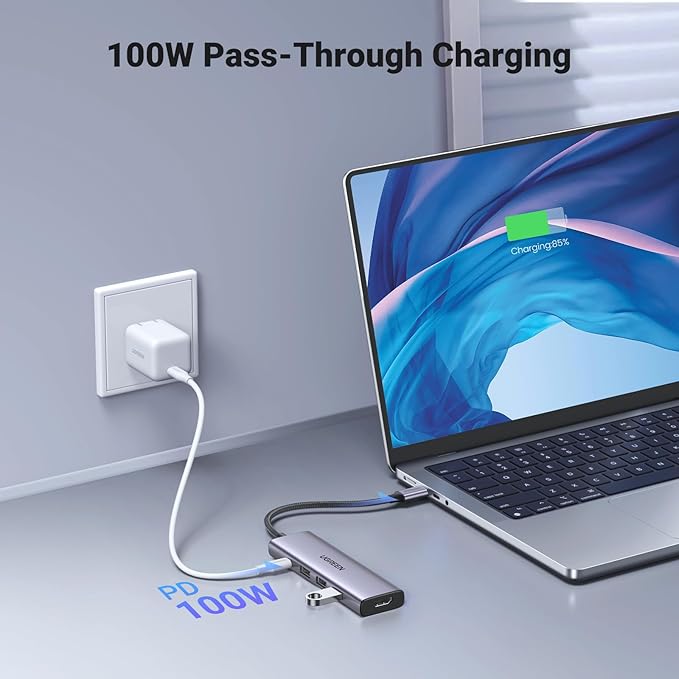 UGREEN USB C Hub 5-in-1 USB-C Hub with 4K@60Hz HDMI 100W Power Delivery 3 USB-A 3.0 Data Ports USB C Dock Adapter for MacBook Pro/Air iPad Pro Mac Mini Surface XPS Thinkpad Galaxy and More