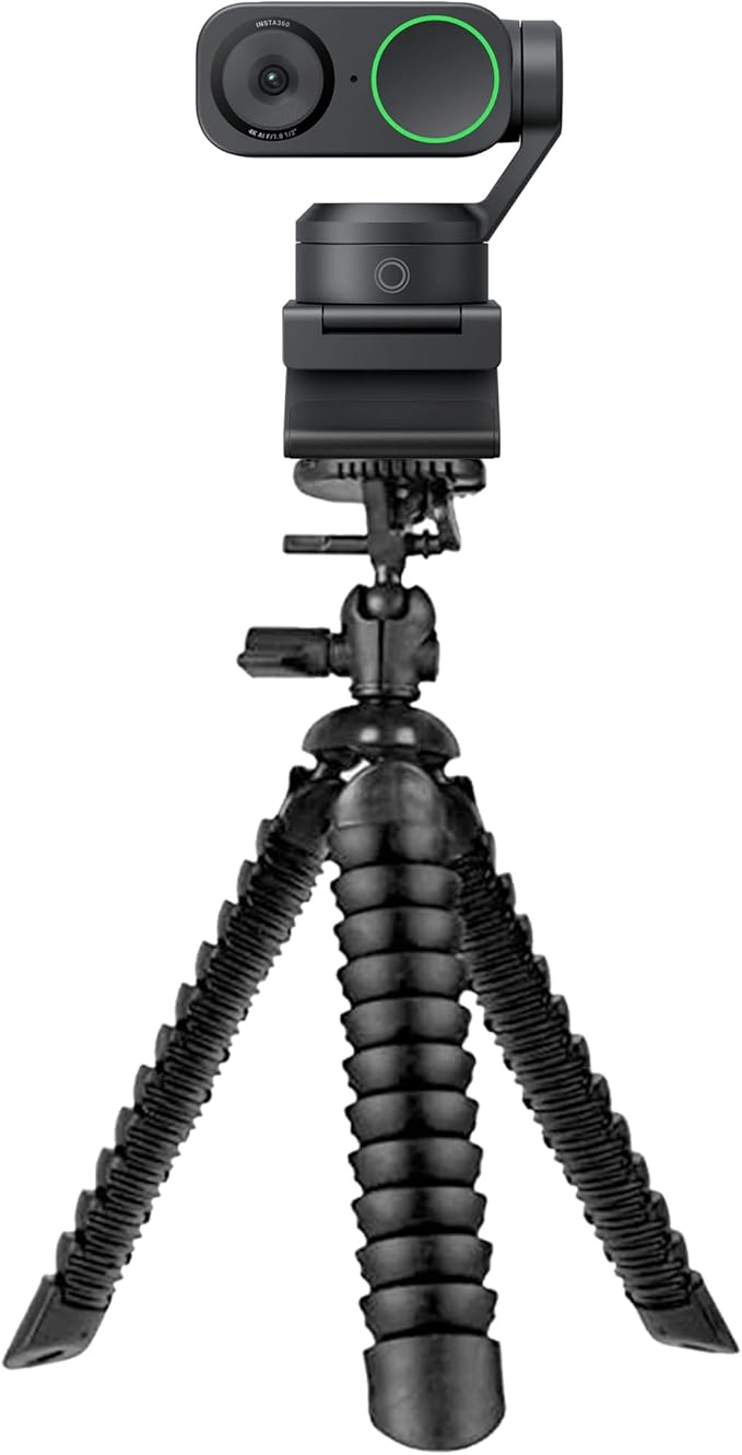 Insta360 Link 2 - PTZ 4K Webcam for PC/Mac 1/2 Sensor AI Tracking HDR AI Noise-Canceling Mic Gesture Control for Streaming Video Calls Gaming &amp More Bundle with Flexible Tripod &amp Lens