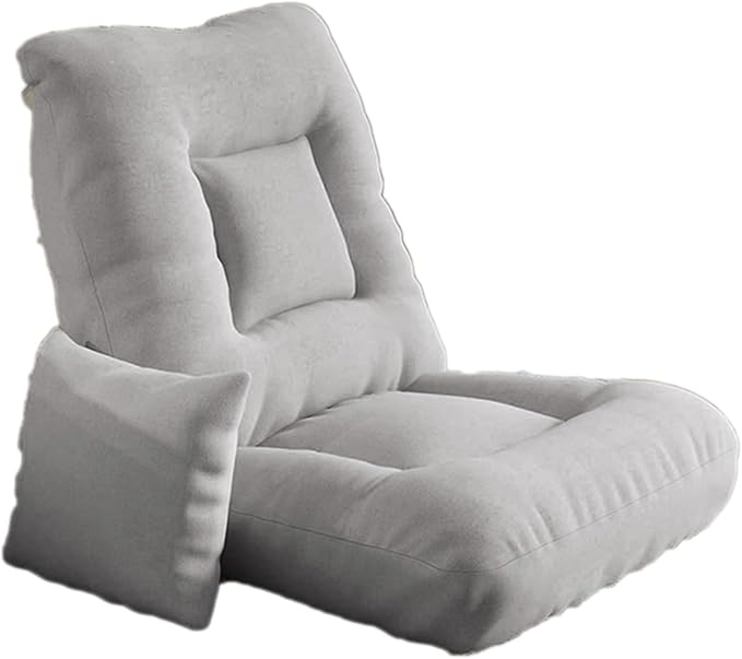 Floor Folding Chair Gaming Sofa Recliner with 5 Adjustable Backrest Bedroom Balcony Armless Reading Chair for Living Room No Assembly Required(Light Gray)
