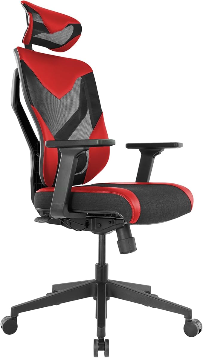 Tempur-Pedic Blaze Auto-Adaptive Ergonomic Gaming Chair with Lumbar Support and 3D Armrest Adjustment Cooling Racing Style Gaming Chair Red