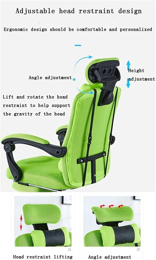 Adjustable Office Computer Chair with Armrest Footrest Office Chair Net Cloth Rotation Computer Chairs Gaming Stool Armchair Household Furniture(Grey)