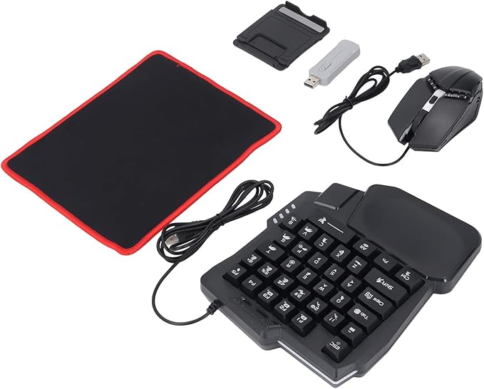 Zunate Half Hand Gaming Keyboard and Combo Half Hand Gaming Keyboard Set 4 in 1 Mobile Gaming Keyboard Set with Converter Adjustable Phone Stand for PC