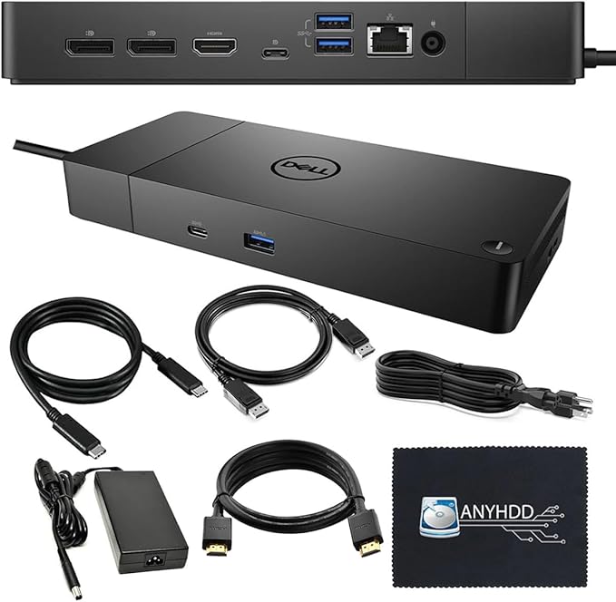Dell WD19S Docking Station 130W (90W Power Delivery) Dell Docking Station for Laptop with 130W Power Adapter + HDMI + DisplayPort + USB-C Cable + Microfiber Cloth (Renewed)