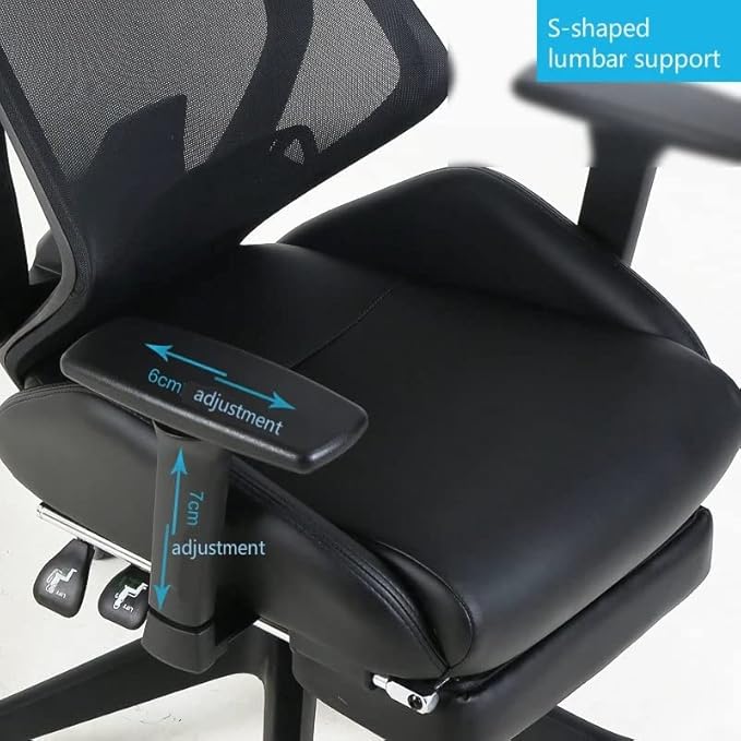 Office Chair Gaming Chair Computer Chair Ergonomic Reclining Office Boss Chair with Footrest Multi-Function Lifted Rotated Computer Chair Protect Waist Gaming Chair (Color : Black Siz