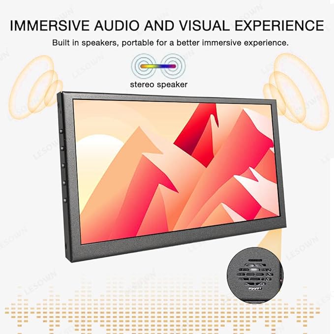 7 inch Mini Monitor HDMI LCD Display PC Case Secondary Screen 1024x600 IPS Small Portable Monitor with Speakers PC Temperature Display for Laptop Windows