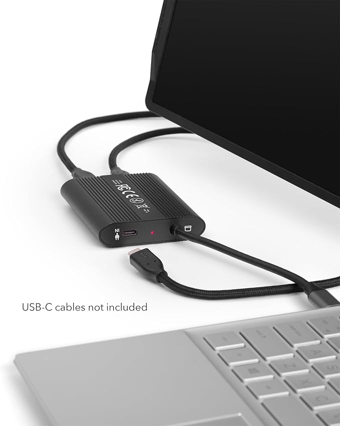 SideTrak USB-C Adapter Laptop Compatible Multi Charging Travel Friendly USB Type C with Pass-Through Power Black Compatible with SideTrak Solo and Swivel Triple Screen Monitors | WindowsOS Only