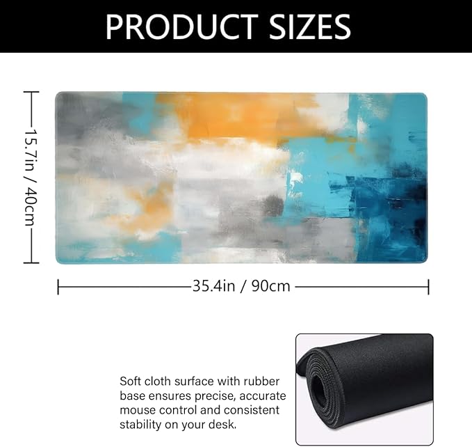 Abstract Street Garbage Painting Large Mouse Pad Gaming Mousepad Desk Mat for Desktop Computer Keyboard Waterproof Mouse Mat Desk Pad with Non-Slip Base for Game School Office Home 35.4 x 15.7