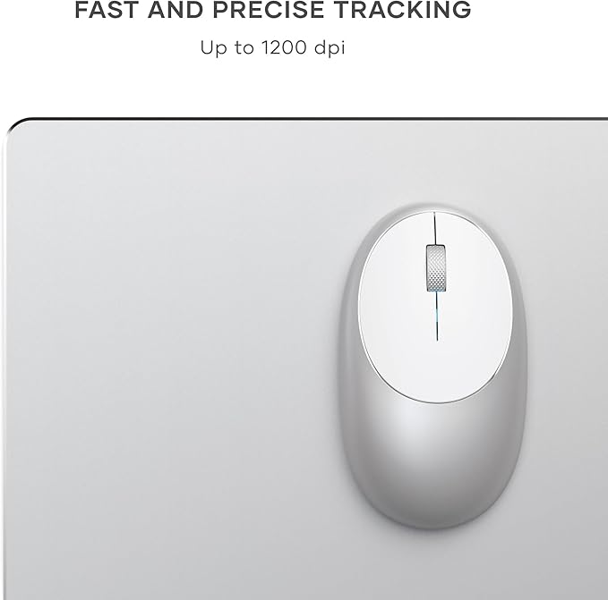 Satechi M1 Wireless Bluetooth Mouse USB-C Rechargeable Compact &amp Portable for MacBook Air/Pro M5/M4 iPad Air/Pro M5/M4/M3 iPad mini Mac mini iMac &amp Windows - Silver