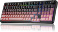 BlueFinger Wireless Gaming Keyboard RGB Backlit Tri-Mode Bluetooth/2.4G/USB-C 98 Keys Quiet Keyboard with Number Pad Volume Knob &amp Screen Side Printed PBT Keycaps for PC/Mac/Laptop