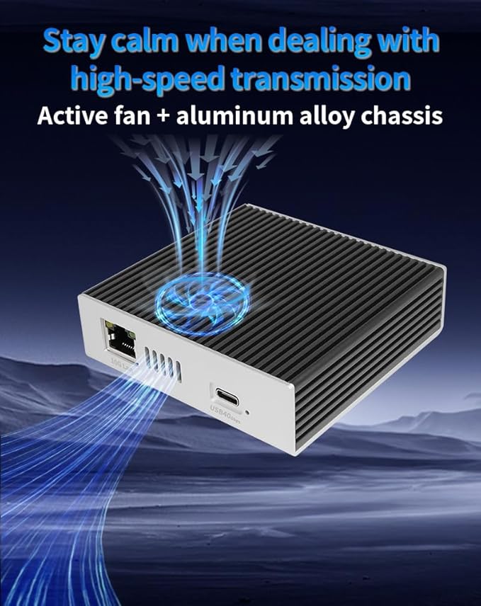 USB4.0 40Gbps 6-in-1 10G Ethernet 1x RJ45 10G Ethernet Port 3X USB-A 1x TF 1x SD Card Reader