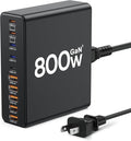 800W USB C Charger Block10-Port Charging Station GaN Fast Charging Type C &amp USB A Wall Charger Adapter for MacBook Pro/AiriPhoneiPadDell XPSSamsung Galaxy (Bright Black)