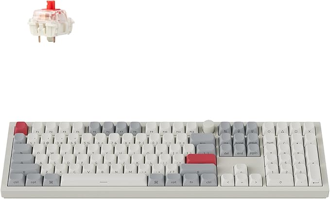 Keychron Q6 Max QMK/Launcher Wireless Bluetooth/2.4 GHz/USB-C Wired Custom Mechanical Keyboard Full Size Programmable Knob RGB Backlit Hot-Swappable Gateron Red Switch for Mac Windows Linux - White