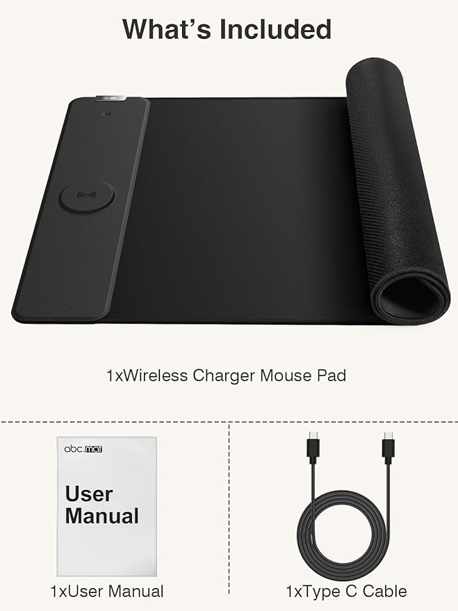 2-in-1 Mouse Pad with Magnetic Wireless Charging Gaming Mouse Pad 31.5x15.8 Large Desk Mat for Laptop/Keyboard Waterproof Smooth Surface Non-Slip Base No Adapter