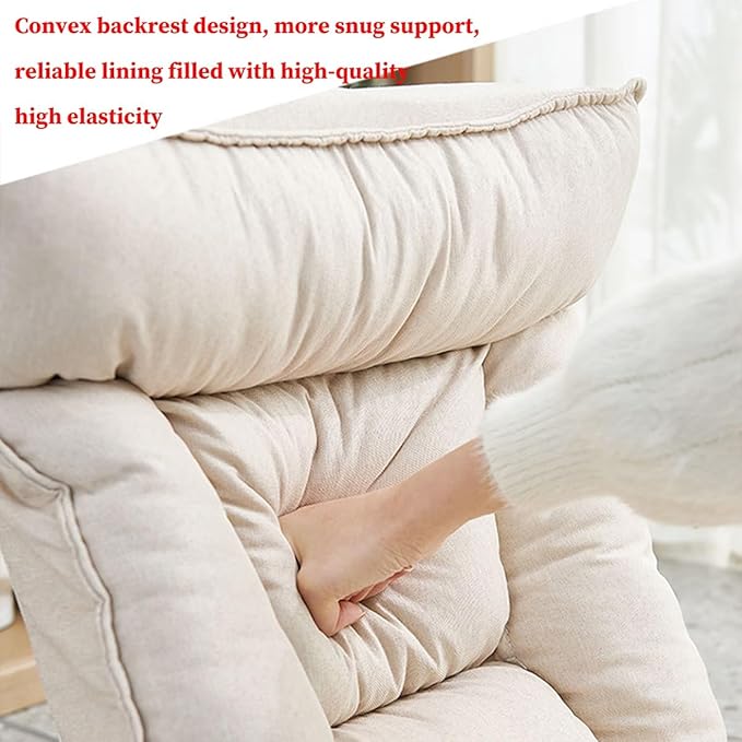 Floor Folding Chairs with Back Support and Headrest 5 Position Adjustable Backrest Comfy Armless Lounge Chair Gaming Chair Great for Reading Meditating Playing Game Adults(/Beige)