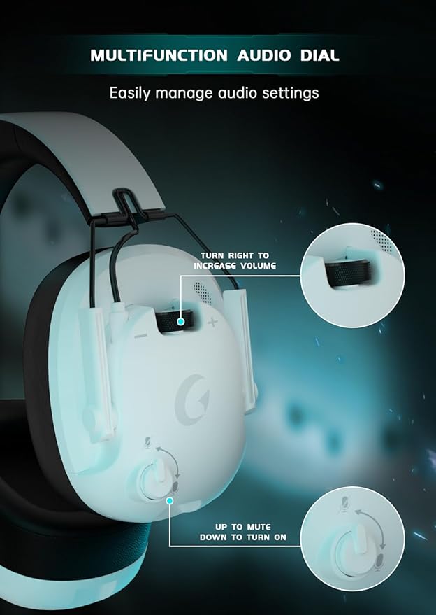 Wireless Gaming Headset for PS5 PC PS4 Switch Gaming Headset with Detachable Noise Cancelling Mic 2.4GHz &amp Bluetooth 5.3 Dual Connection 7.1 Surround Sound White