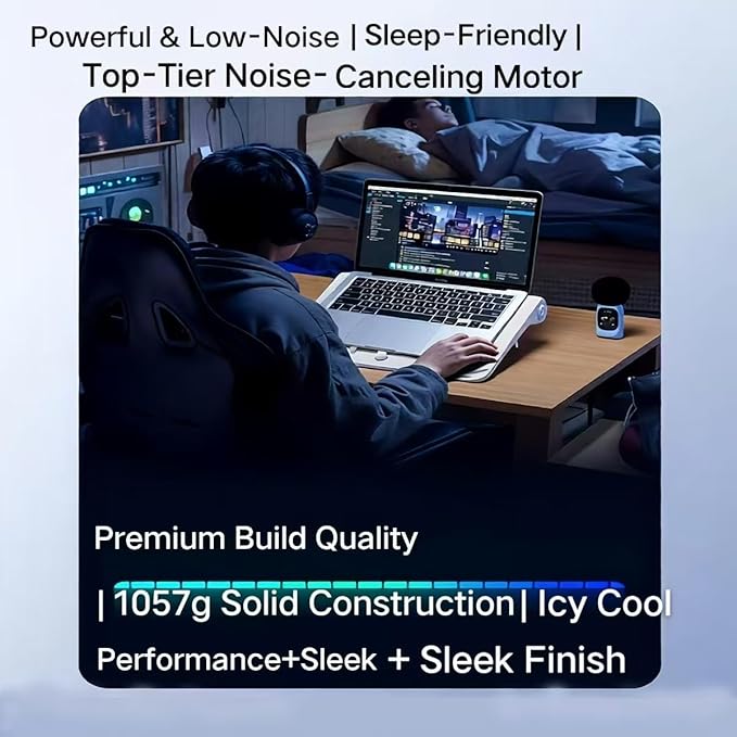 Laptop Cooling Pad for MacBook Air Pro 13 14 15 16 17 Inch Semiconductor Cooler with Integrated Roller Fan 5 Height Adjustment Ergonomic Design Low Noise Quiet Operation for Mac Notebook