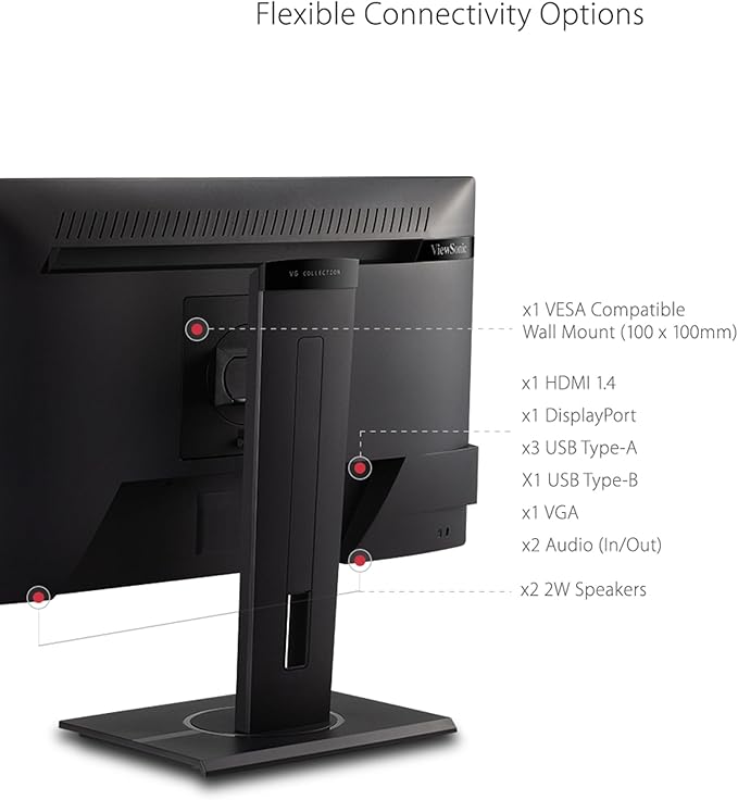 ViewSonic VG2440 24 Inch IPS 1080p Ergonomic Monitor with HDMI DisplayPort VGA USB Inputs for Home and Office