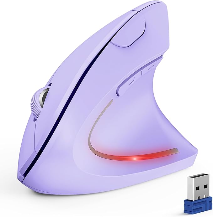 TECKNET Ergonomic Mouse Wireless Bluetooth Vertical Mouse 4800 DPI Optical Tracking 6 Adjustable DPI Quiet Clicks 2.4GHz with USB A Receiver 12 Months Battery 6 Buttons Wide Compatibility