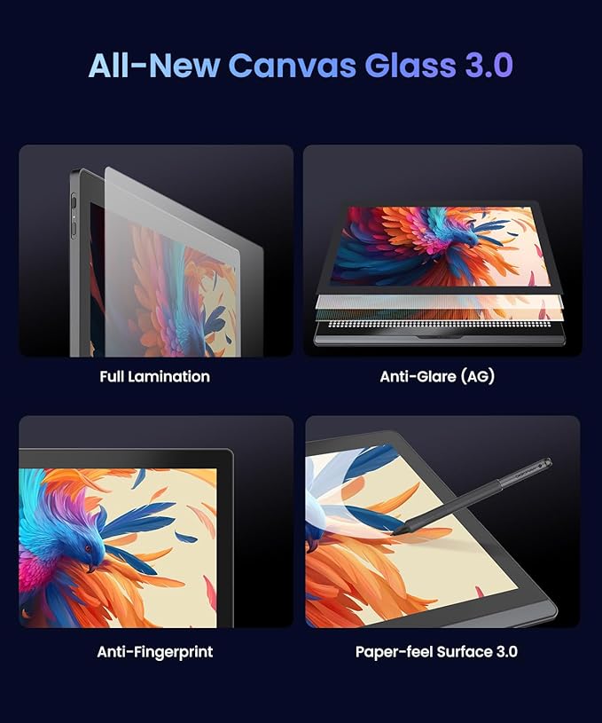 DIGIDRAW Drawing Tablet 18.4in 4K UHD with Touch Screen △E&lt1.3 99.8% sRGB 16K Pressure Battery-Free Pen Fully Laminated Anti-Glare+Anti-Fingerprint Includes Remote Control for Digital Art Animati