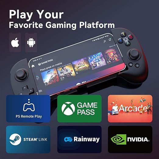 ShanWan Mobile Game Controller for iphone/Android with PHONE CASE Support Bluetooth Wireless Gamepad - PS Remote Play Xbox Cloud Steam Link GeForce NOW MFi Arcade Games-Long Battery Life