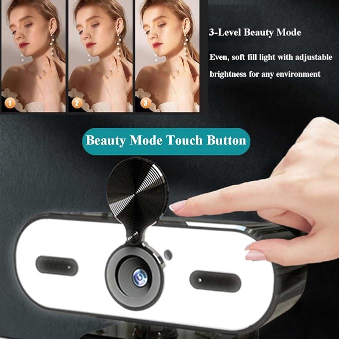 GIZNXBA Webcam for PC Laptop Desktop Computer USB Webcam with Microphone for Streaming HD Light Correction Clear Stereo Audio for Meeting/Online Video Calls(2K)