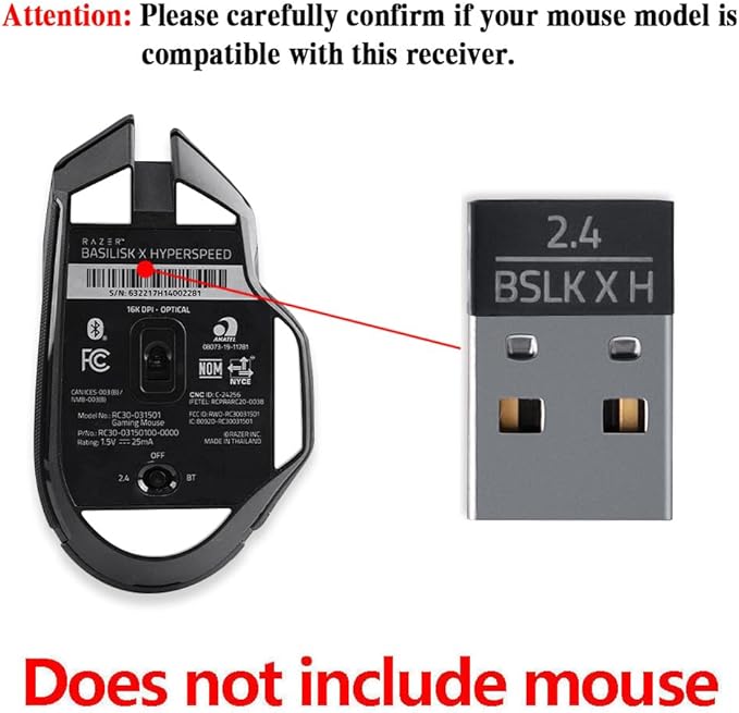 USB Dongle Signal Mouse Receiver Adapter Compatible for Razer Basilisk Hyperspeed x Wireless Gaming Mouse(Hyperspeed x)