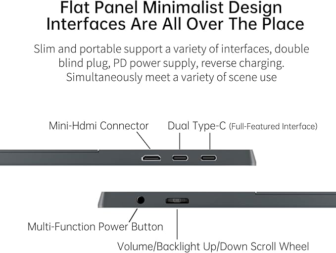10.5 Portable Monitor 3:2 1280P FHD IPS Display with HDR10 420 Nits 60Hz Dual USB-C &amp Mini HDMI Adjustable Stand Ultra-Slim Mini Screen for Laptop PC Phone Game Consoles Raspberry Pi