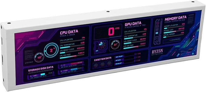 Sanpyl Computer Temp Monitor 8.8 Inch USB C Mini Screen PC Temperature Display CPU GPU SSD Data Monitor PC Sensor Panel for Desktop Gaming (White)