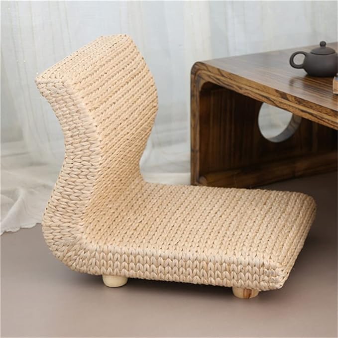 Office Chair Gaming Chair Computer Chair Handmade Rattan Legless Chair Seats Backrest Chair for Balcony Bay Window Office Living Room Bedroom (Color : Rosso Size : 37x47x35cm)