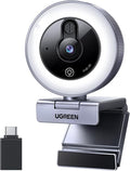 UGREEN 2K Webcam with 4-Level Ring Light Full HD Webcam for PC with Microphone Privacy Cover USB Web Camera Compatible with Switch 2 Streaming Conference Zoom Teams Computer/Laptop/MacBook