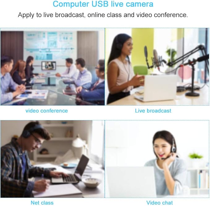 HD USB Camera with Microphone Autofocus Webcam for Computer 1932x1088 Resolution Plug and Play Excellent for Live Webcast Online Teaching and Video Conferencing