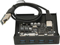 Front Panel PCIE to USB 3.0 Hub with 4 Port 3.5 Inch PC Front Panel Internal Card Reader PCIE USB Adapter with 4 X USB3.0 Output Port for Computer Case Front Bay