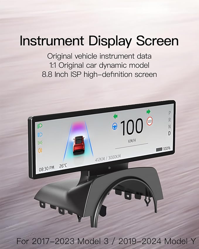 8.8 Inch Portable Smart LCD Display for Model 3&ampY Voice Control Navigation Audio Output No Broken/No HoleCars for 2017-2023 Model 3 &amp 2019-2024 Model Y