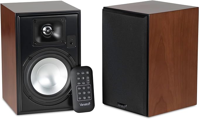 Vanatoo Black Transparent One Encore Plus Near Field Studio Monitor Speakers Pair for TV PC Gaming. Powered Speakers for Desktop and Room. AUX USB Bluetooth Toslink Optical Coax Remote.