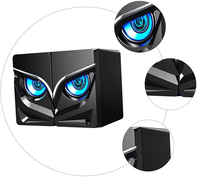 2pcs Powerful USB Wired Subwoofer Speakers for Desktop Laptop Compact Multimedia Computer Speaker with Non-Slip Base Wired Control Material for Home Office Gaming Use