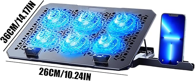 Adjustable Laptop Cooler - Cooling Pad Stand Ergonomic Design with Built-in-Fans Height Adjustable Feature with Airflow Desk Accessories Equipment Notebook Stand for Offices