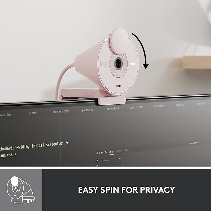 Logitech Brio 300 Full HD Webcam auto Light Correction Noise reducing mic Privacy Shutter USB-C Works with Microsoft Teams Google Meet Zoom for Streaming and Video Calling - Rose