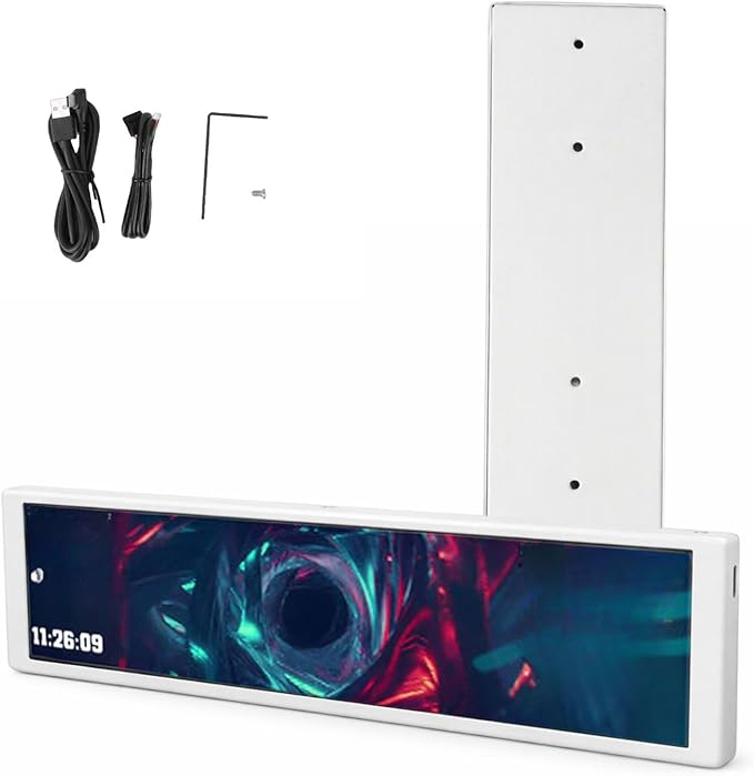9.2 PC Sensor Panel Secondary Display for CPU GPU Monitoring with Dynamic Video Themes 1920x462 Resolution Type C Powered for 10/11 (White)