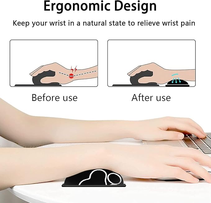 Large Mouse Pad Extended Office Desk Pad 31.5x11.8in Ergonomic Memory Foam Mouse Wrist Rest Support for Home Office Computer Writing Pad Gold White Cute Dog Paws Prints XXL Black Gaming Mouse Mat