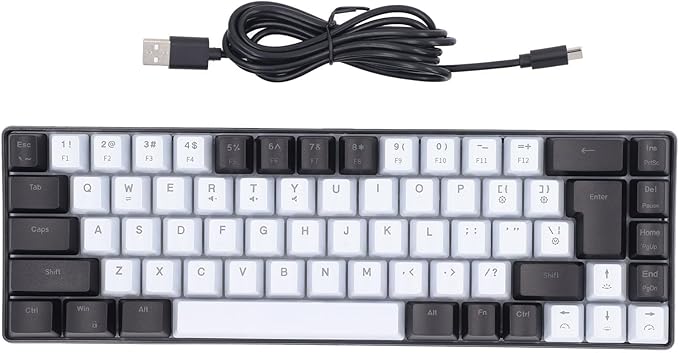 Membrane Wired Gaming Keyboard RGB Backlit Membrane Gaming Keyboard 68 Keys Linear Mechanical Feel Keyboard Ergonomic USB Computer Keyboard for Office Home Game (Black and