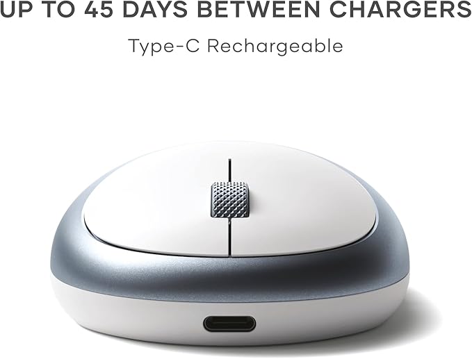 Satechi M1 Wireless Bluetooth Mouse USB-C Rechargeable Compact &amp Portable for MacBook Air/Pro M5/M4 iPad Air/Pro M5/M4/M3 iPad mini Mac mini iMac &amp Windows - Blue