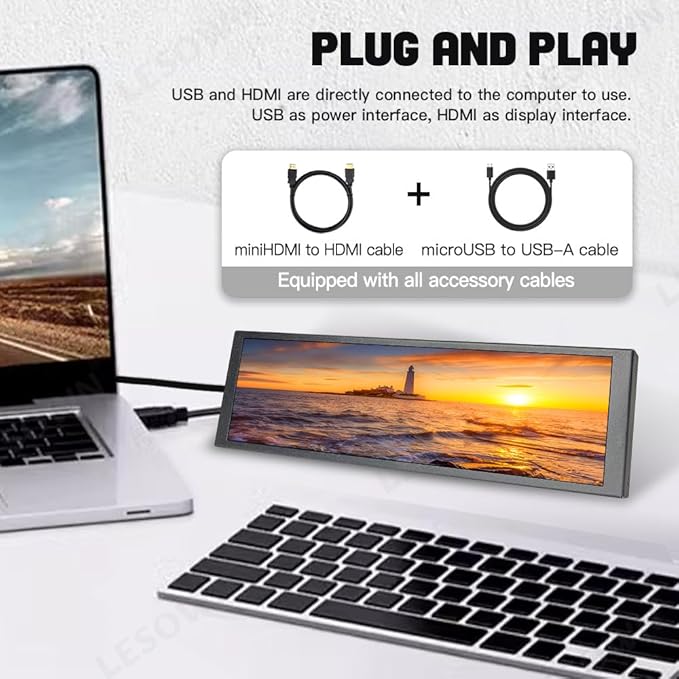 7.84 Inch Mini Screen CPU GPU Data Temp Monitor PC Case Sensor Panel Display HDMI 400x1280 IPS USB Small Long Stretched Bar Monitors for Laptop Aida64